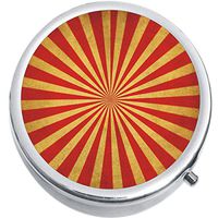 Red Gold Burst Pattern Medicine Vitamin Pill Box