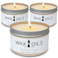 Scented Candles - Sandalwood (Pack of 3) Soy Aromatherapy, 8oz