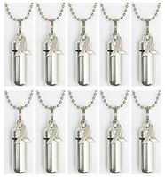 Pasco Specialty Products Family Set of Ten Silver Cancer Awareness Ribbon Cremation URN Necklaces with Velvet Pouches, Ball Chains & Fill Kit - Made in USA