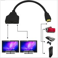 LQuite HDMI Cable 1080P Male to Dual HDMI Female 1 to 2 Way HDMI Splitter Adapter for HDMI HD, LED, LCD, TV(Black)