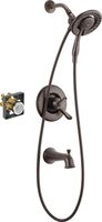 Delta Faucet Linden 17 Series Dual-Function Tub and Shower Trim Kit with 2-Spray In2ition 2-in-1 Hand Held Shower Head with Hose, Venetian Bronze T17494-RB-I (Valve Included)