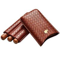 CIGARLOONG Portable Cigar Case for 3 Tube Protection Cigars(Color:Brown)