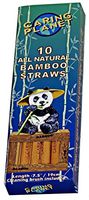 Caring Planet Bamboo Straws - 10 Reusable, Sustainable Bamboo Drinking Straws, Eco Friendly ~ 7.5" plus Coconut Fiber Cleaning Brush