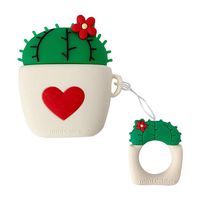 AckfulApple AirPods Cactus Charging Box Silicone Anti-Lost Protective Cover Holster (Red)