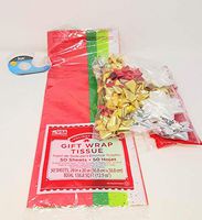 Tissue Paper Gift Wrap 50-Sheets Paper Christmas Bows Invisible Tape Flowers Tassel Garland Value Pack 3 Item Bundle