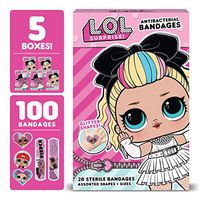 L.O.L. Surprise! Bandages, 100 ct | Adhesive Antibacterial Bandages for Minor Cuts, Scrapes, Burns. Great Stocking Stuffer or White Elephant