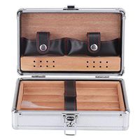 HEEPDD Cigar Box, Aluminum Shell Cedar Lined Cigar Humidor Mini Suitcase Shape Cigar Storage Case Portable Travel Outdoor Gift Box for 4 Cigars (7.9 x 5.2 x 2.4in)