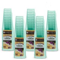 Squarete Hexagons Translucent Green Clear Hard Plastic 10 oz Square Party Cups/Tumblers 14 Count Pack of 5 (70 Cups Total)