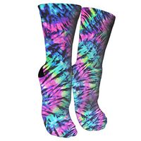 antspuent Purple Tie Dye Compression Socks Unisex Printed Socks Crazy Patterned Fun Long Cotton Socks Over The Calf Tube