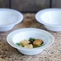 White With Silver 6Oz Round Disposable Bowl - Twirl Collection