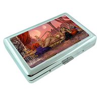 Harem Pin Up Girls Arabian Dancers Asia S1 Silver Cigarette Case Metal Wallet Id Holder King & 100's 4" X 2.75" RFID Protection