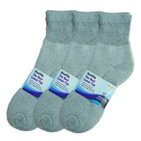 Basico Women/Men 12 Pair Diabetic Socks, (Ankle 10-13, Gray)