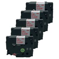 QPMY 5 Pack Compatible for Brother P-Touch Laminated Tze TZ Label Tape Cartridge 24mm x 8m (TZe-152 Red on Clear)