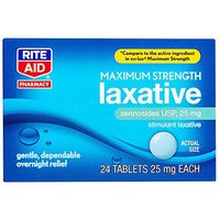 Rite Aid Maximum Strength Senna Laxative and Stool Softener - 24 Tablets | Gentle Constipation Relief