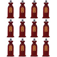 Mocoum Wine Bags Wine Gift Bags with Drawstrings, Single Reusable Wine Bottle Covers with Ropes and Tags (12 pack, Red)