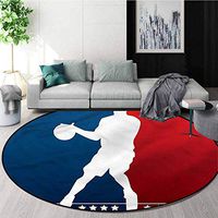 RUGSMAT Sports Area Rugs Ring 3D Non-Slip Rug,Basketball Player Silhouette Carpet Door Pad for Bedroom/Living Room/Balcony/Kitchen Mat Diameter-35