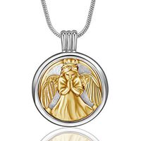 INFUSEU Angel Aromatherapy Necklace Essential Oil Diffuser Locket Pendant Jewelry for Women Girl, 12PCS Refill Pads, 24" Snake Chian