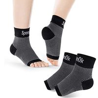 SpemOk Plantar Fasciitis Socks 2 Pairs - Ankle Brace Compression Support Foot Sleeves for Planter Fasciitis, Arch Support, Pain Relief - Open Toe (Black, Small)