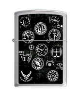 Zippo US Air Force Dashboard Gauges Brushed Pocket Lighter, Chrome