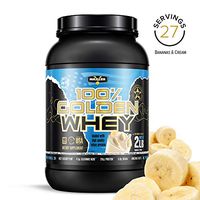 Maxler 100% Golden Whey Protein - 25g of Premium Whey Protein Powder per Serving - Pre, Post & Intra Workout - Fast-Absorbing Whey Hydrolysate, Isolate & Concentrate Blend - Banana and Cream 2 lbs