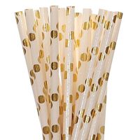 Biodegradable Paper Straws Gold Foil Polka Dot (25)