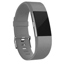iGK Replacement Bands Compatible for Fitbit Charge 2, Adjustable Replacement Bands with Metal Clasp Classic Edition Grey Large