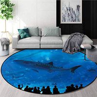 RUGSMAT Shark Rug Round Home Decor Area Rugs,Aquarium Park and People Nursery Rugs Diameter-47
