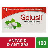 Gelusil Antacid Tablets for Heartburn Relief, Acid Reflux and Anti-Gas, Cool Mint - 100ct Blister Pack