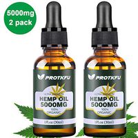 ProTKFU Hemp Oil Drops 5000mg for Pain Relief, All Natural Organic Hemp Extract for Relaxation & Better Sleep, Rich in Vitamin & Omega 3&6 Fatty Acids for Skin & Heart Health, Vegan Friendly(2 Pack)