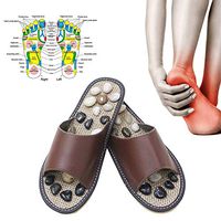 ADAHX Healthy Massager Foot Care Slippers,Pebble Stone Foot Massage Slippers Reflexology Feet Elderly Acupuncture Health Shoes Sandals,Brown,41/42（27.5CM）