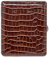 Brown Crocodile Print Leather Compact (Half Pack - 10 100s) Metallic Cigarette Case & Stash Box