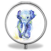 Custom Wanchang Pill Case, Colorful Elphant Round Compact 3 Metal Portable Pill Container for Daily Use