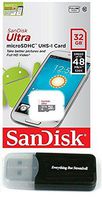 32GB SanDisk Ultra UHS-I Class 10 48mb/s MicroSDHC Memory Card works with HTC Desire 320 520 526 620 626 626s 728 820 826 Eye One M8s M9 M9+ E9+ Me with Everything But Stromboli Memory Card Reader