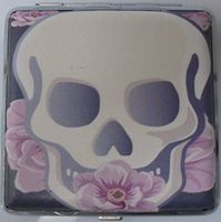 Leatherette Material CANDY SKULL Cigarette case. Holds 100s size. Holds 20 Cigarettes