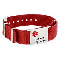 My Identity Doctor - Sports Medical ID Bracelet with Custom Engraving - Soft Nylon - Red