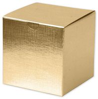 Gold Linen Foil One-Piece Gift Boxes, 4 x 4 x 4" (100 Boxes) - BOWS-541-444-15