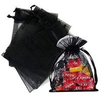 Outdoorfly 50PCS Drawstring Organza Bags 5x7 Inches Black Transparent Jewelry Favor Pouches Baby Shower Party Wedding Gift Bags Chocolate Candy Bags(50PCS Black)