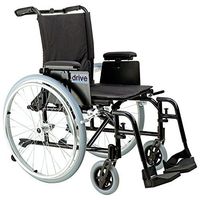 Drive Medical Cougar Ultra Lightweight Rehab Wheelchair with Various Arms Styles and Front Rigging Options, Black, 18 Inch