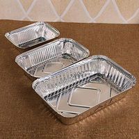 FairOnly 10pcs Disposable Lunchbox Tinfoil Pan Takeaway Packing Aluminum Foil Oblong Pan BBQ Supplies Aluminum clad Cover H139 (13.9114.2 cm = Capacity 300 ml)