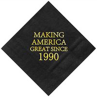 Crisky 30th Birthday Disposabel Napkins Black and Gold Dessert Beverage Cocktail Cake Napkins 30th Birthday Decoration Party Supplies, Making America Great Since 1990, 100 Pack 4.9"x4.9" Folded