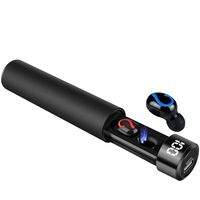 Sports Bluetooth 5.0 Earbuds IPX5 Waterproof Wireless Headset Digital Display Earphone With 1500mA Power Bank Charger Box(Black)