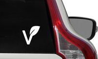 Vegan V Leaf Version 2 Car Die Cut Vinyl Decal Bumper Sticker for Car Truck Auto Windshield Wall Window Ipad Tablet Macbook Laptop Computer Home Custom and More (White)