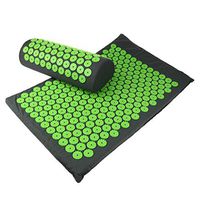 D DOLITY Trigger Point Acupressure Mat Pillow Neck Full Body Muscle Stress Massager Set with Carrying Storage Bag - Portable Size - Gray Green Pink Orange - Gray Green