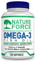 Nature Force Omega 3 Fish Oil 2000mg EPA 800mg + DHA 600mg Triple Strength Burpless No Fishy Aftertaste 120 Capsules