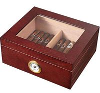 Visol Santa Clara Glass Top with Black Matte Finish Cigar Humidor - Holds 50 Cigars