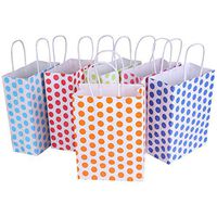 24 Pieces Kraft Paper Cute Dots Party Favor Bags with Handle Assorted Colors (Cute Dots)
