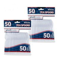 [100 White Tea Spoons] Plastimade Disposable Heavy Duty Plastic Cutlery,Great for Every Day Use, Home, Office, Party, Picnics, or Outdoor Events,