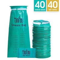 Disposal Vomit Bags, Tinfau Medical Emesis Bag with Leakproof & Thicken Design, 40 Cleansing Wipes for Easy Cleaning, Portable Nausea Bags for Travel, Uber, Motion Sickness, Pregnancy (1000ml/40 Pack)