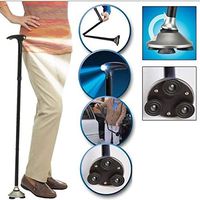 XISURE Adjustable Folding Walking Cane with LED Flashlight,360 Degree Roller Walk Stick Feet,Premium Foam Handle & Wrist Strap - Ideal Daily Living Aid for Limited Mobility