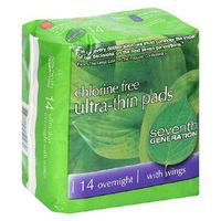Seventh Generation Ultra-Thin Pads, Overnight, with Wings, 14 pads (Pack of 6)